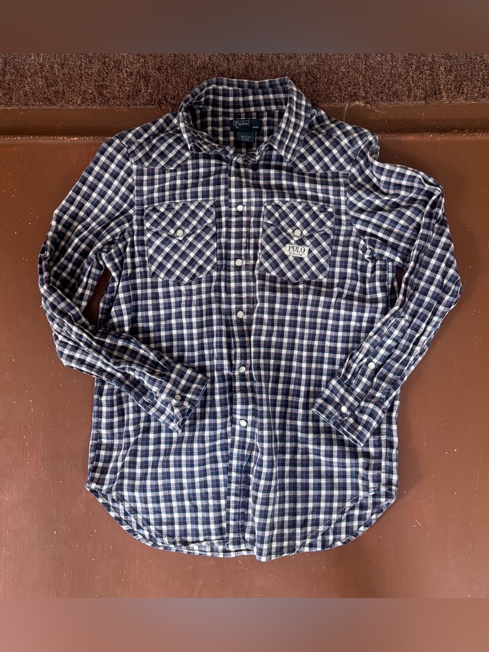 Boys Polo Ralph Lauren Plaid Button Down Long Sleeve Shirt - M (10/12)